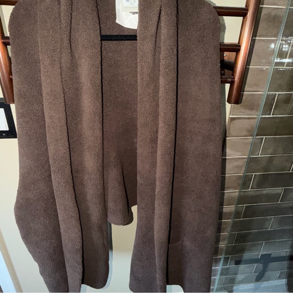 Barefoot Dreams Chocolate Brown Plush Open-Front Cardigan